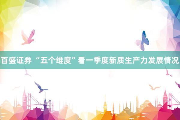 百盛证券 “五个维度”看一季度新质生产力发展情况